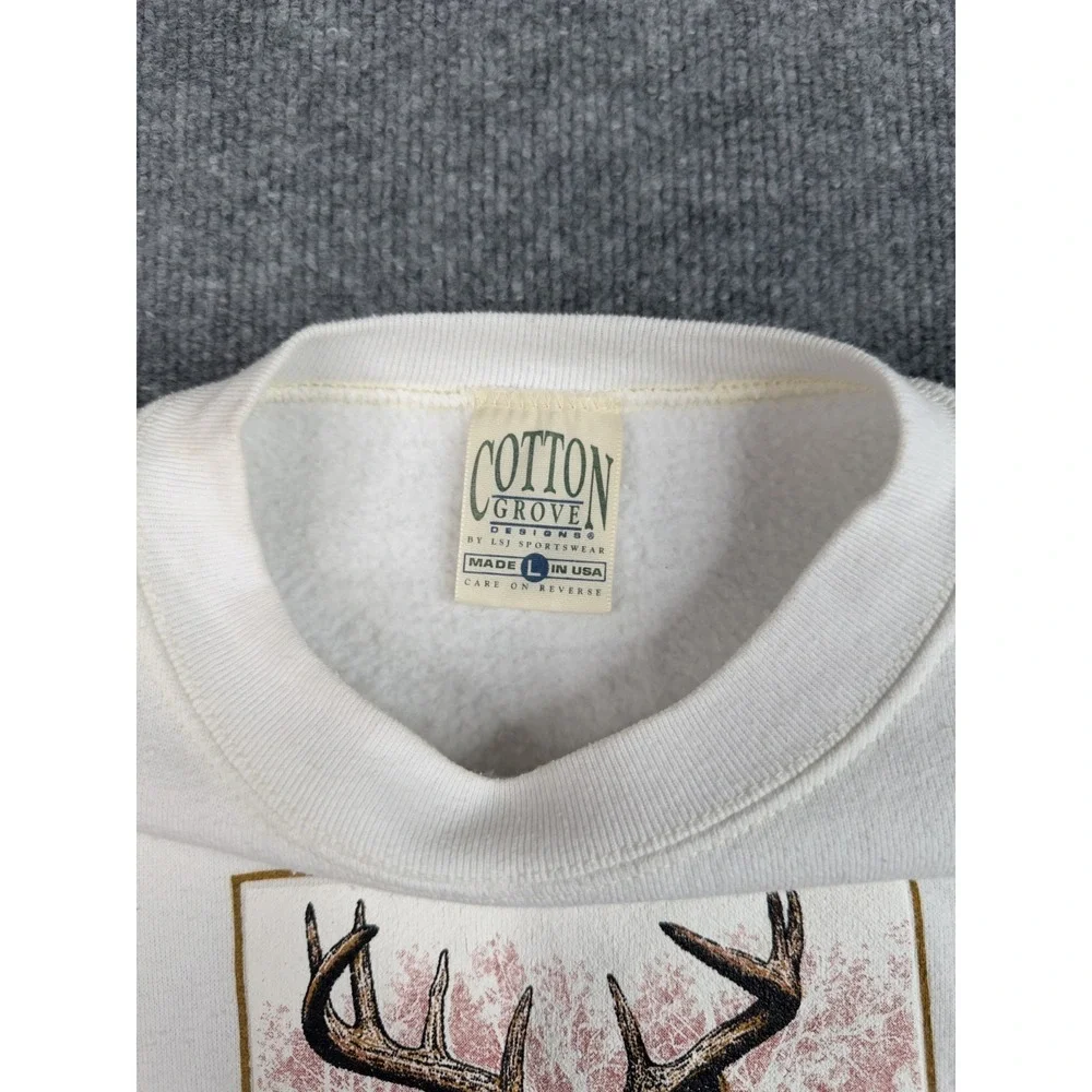 Vintage 1993 Whitetail Deer Crewneck Sweatshirt Made USA Cotton‎ Grove L